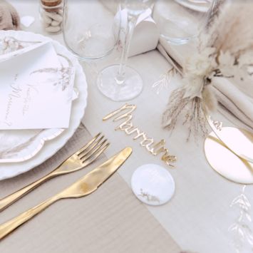2 Décorations de table - Parrain et Marraine - Plexi Or