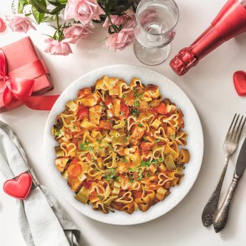 Pâtes tricolores en forme de cœur - 250 g - Saint-Valentin - Collection Chéri Chérie