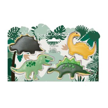 Lot de 4 emporte-pièces dinosaure pour biscuits créatifs | jourdefete.com