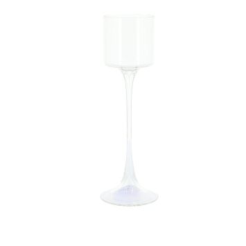 Photophore en verre transparent sur pied 26 cm pour décoration de fête élégante | jourdefete.com