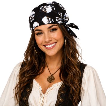 Bandana noir de Pirate avec têtes de mort
