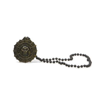 Collier médaillon pirate noir avec crâne | jourdefete.com
