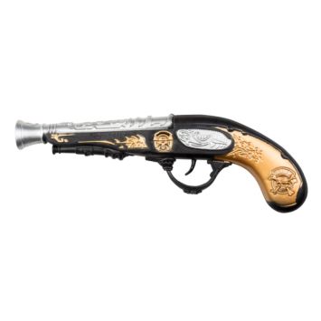 Pistolet pirate jouet 27 cm avec décorations dorées et argentées | jourdefete.com