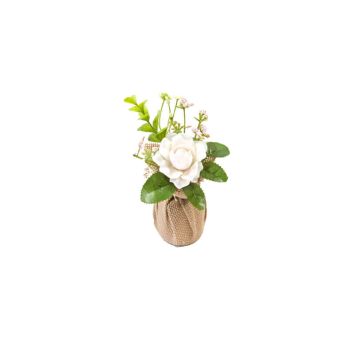 Bouquet Artificiel dans pot en toile de jute - Couleur au choix