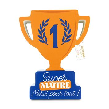 Trophée en bois Super Maître avec message Merci pour tout | jourdefete.com