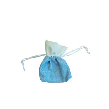 5 pochons en toile de jute - Bleu