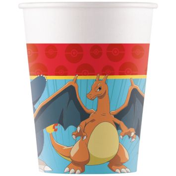 Gobelets Pokémon 25 cl sur fond rouge et bleu | jourdefete.com