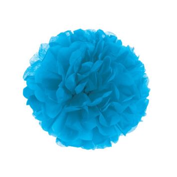 Pompon en papier Bleu diamètre 30 cm