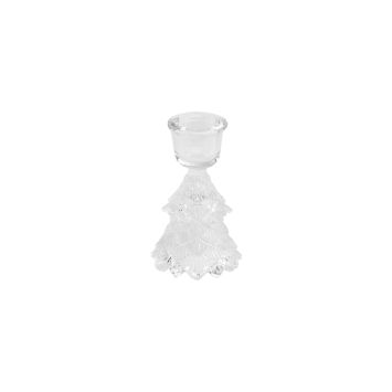 Porte-bougie flambeau sapin en verre décoratif pour Noël | jourdefete.com