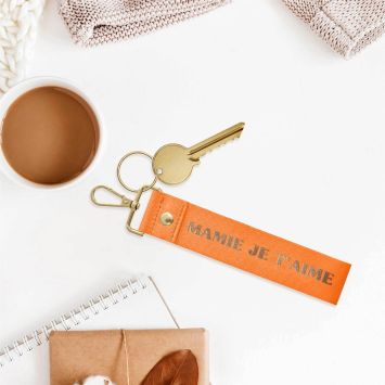 Porte-clés avec lanière "Mamie je t'aime" - Collection Mamie d'Amour