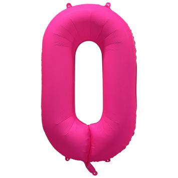 Ballon chiffre 0 néon XL rose pour décoration de fête | jourdefete.com