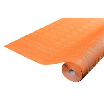 Rouleau de nappe en papier damassé de couleur orange pour un Halloween festif ou une déco haute en couleurs.