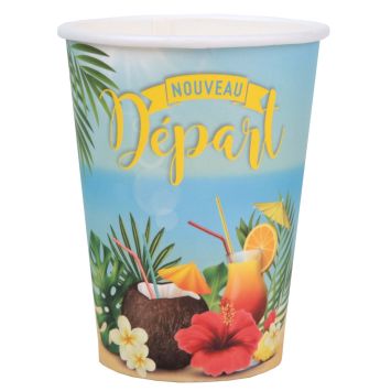 10 gobelets en carton de la collection retraite tropicale