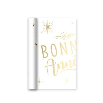 Chemin de table - Bonne Année - 2 M - Couleur blanc et or