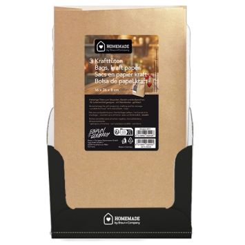 Lot de 3 sachets kraft naturel grand format 16x26x8 cm | jourdefete.com