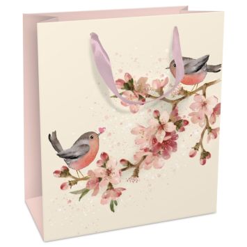 Sac cadeau Cherry Blossom Love avec fleurs et oiseaux | jourdefete.com