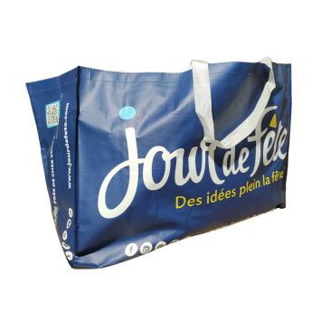 Sac cabas bleu Jour de Fête avec logo et slogan | jourdefete.com