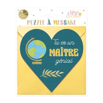 Puzzle message pour Maître génial avec globe et décor doré | jourdefete.com