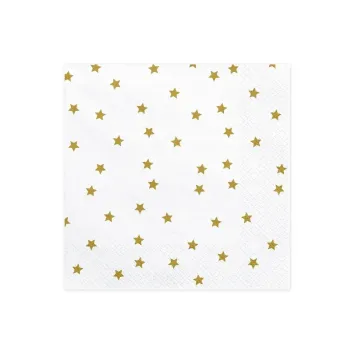 Serviettes blanches avec étoiles dorées pour décorations festives | jourdefete.com