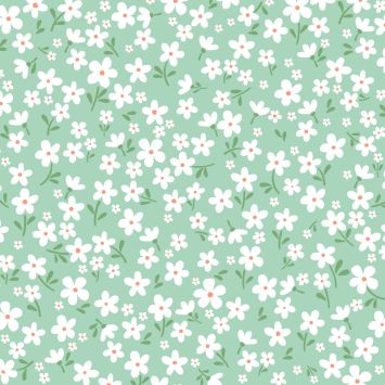 Serviettes motif floral blanc sur fond vert menthe | jourdefete.com