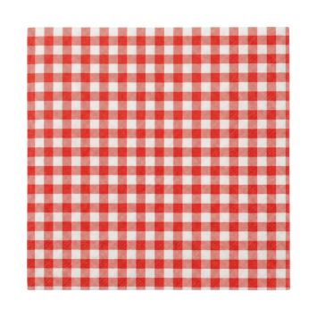 Serviettes en papier jetable carrées avec motifs vichy rouge et blanc pour décoration de fête champêtre | jourdefete.com