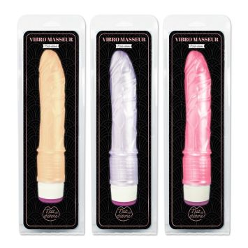 Vibromasseur réaliste effet peau, trois couleurs disponibles | jourdefete.com