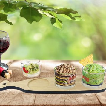 Coffret Tapas - Planche et 3 ramequins en céramique - Collection Bistrot