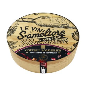 Coffret Sommelier – Accessoires pour amateur de vin dans boîte en bois gravée | jourdefete.com