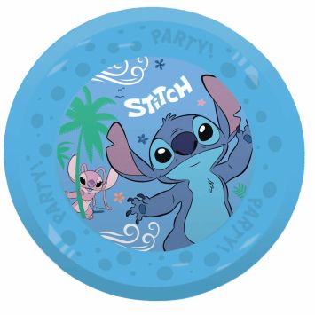 Assiettes bleues réutilisables Stitch et Angel avec décoration tropicale | jourdefete.com