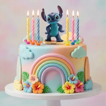 Kit de 10 bougies avec figurines pour gâteau d'anniversaire - Stitch™