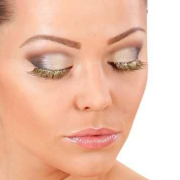 Faux cils dorés pour maquillage de fête scintillant | jourdefete.com
