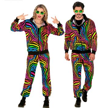 Déguisement fluo zébré multicolore des années 80 | jourdefete.com