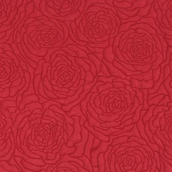 Chemin de table jacquard rouge motifs roses Saint-Valentin | jourdefete.com