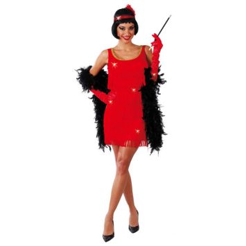 Déguisement Charleston Robe et Bandeau Rouge Femme