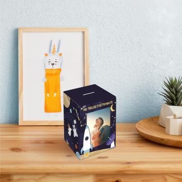 Tirelire personnalisable en bois pour enfant - Astronaute