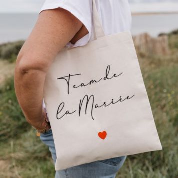 Tote Bag "Team de la Mariée" en tissu avec effet de lin - 32 x 60 cm - EVJF