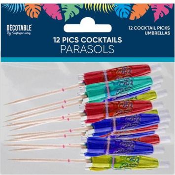 Pics cocktail tropicaux en forme de parasols colorés pour décoration festive | jourdefete.com