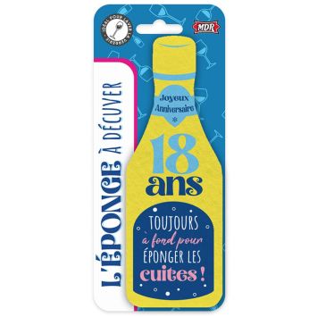 Éponge humoristique en forme de bouteille pour 18 ans, idéale pour anniversaire festif | jourdefete.com