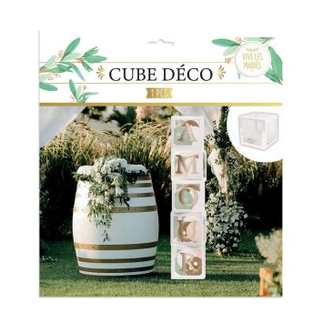 Cube décoratif blanc - 30 x 30 cm - Vive les mariés | jourdefete.com