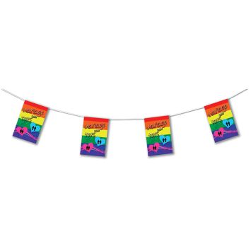 Guirlande papier "Mariage pour Tous" 4 mètres, 8 fanions 20x30 cm