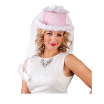Chapeau de Mariée Rose avec Voile