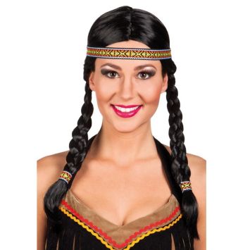 Perruque Indienne Nattes et Bandeau 