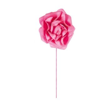 4 Roses Romantiques sur Tige - Fuchsia