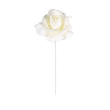 6 Roses Romantiques sur Tige - Ivoire
