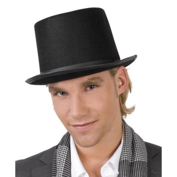 Chapeau cabaret haut-de-forme feutre - Noir