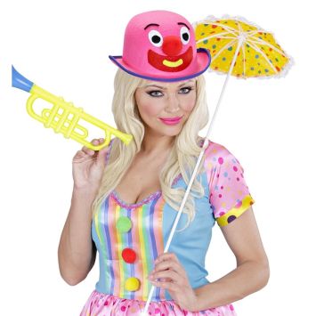 Chapeau Melon de Clown Feutre - Rose