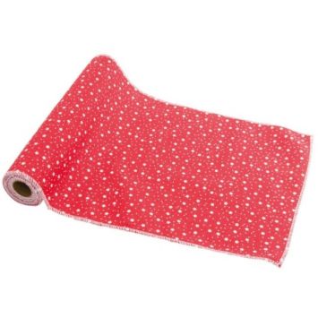 Chemin de Table Rouge à Etoiles Blanches et Paillettes