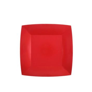 10 Assiettes Carrées Compostables Rainbow 18 cm - Couleur au choix