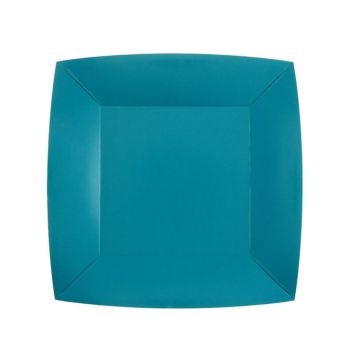 10 Assiettes Carrées Compostables Rainbow 23 cm - Couleur au choix