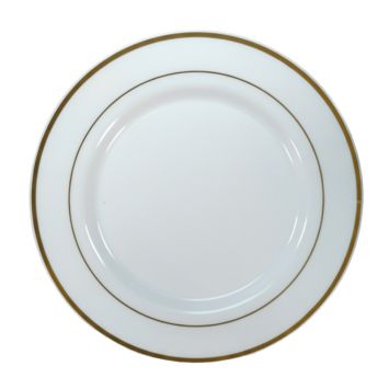 Assiettes jetables rondes avec bordure dorée 19 cm | jourdefete.com